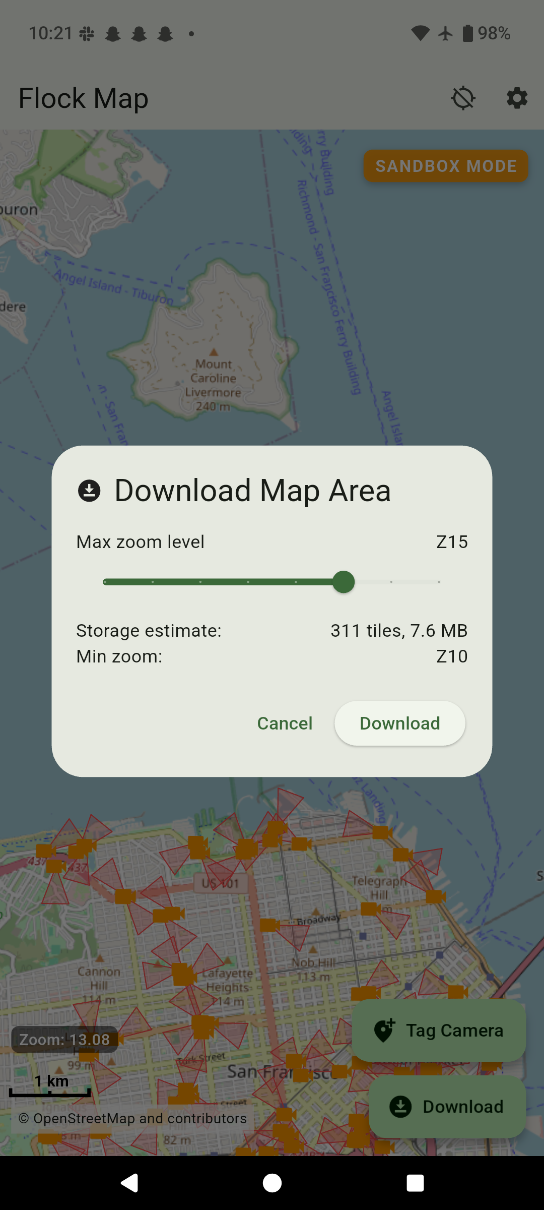 Download area screenshot